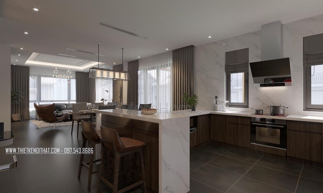 Thiết kế nội thất phòng bếp biệt thự Ecopark Văn Giang 